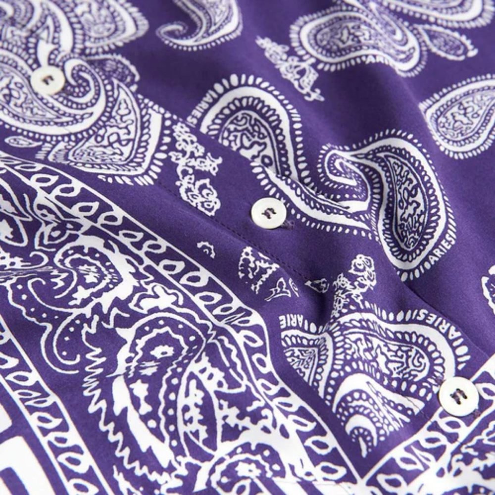 Aries Bandana Print Hawaiian Shortsleeve Shirt - Navy - Picture 4 of 8